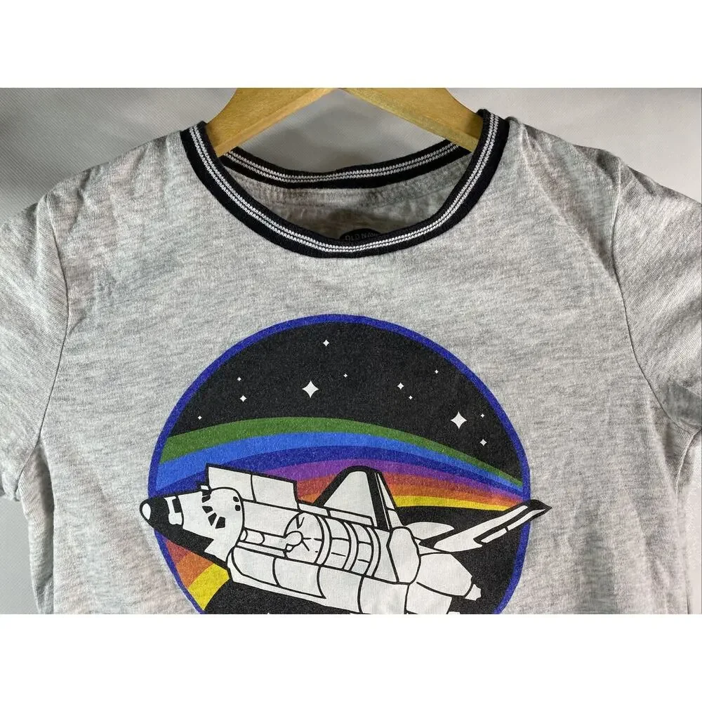 Old Navy NASA Space Shuttle Gray T-Shirt Girls Size Small 6/7